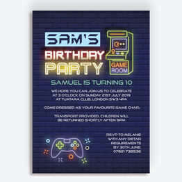 Gaming Themed Birthday Party Invitation