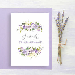 Lilac Flowers 'Will You Be My Bridesmaid' Card