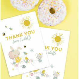Bunny & Mouse Personalised Thank You Card
