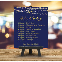 Navy & Gold Fairy Lights Order of the Day Sign