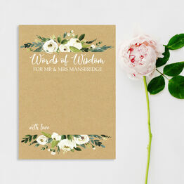 Cream Flowers Words of Wisdom Wedding Card