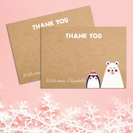 Personalised Bear & Penguin Personalised Christmas Thank You Card