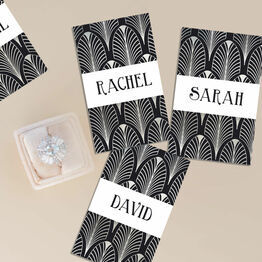 Black & Silver Art Deco Personalised Name Cards