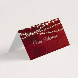 Ruby Fairy Lights Folded Wedding Place Cards