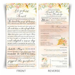 'Our Love Story' Gold Floral Wedding Invitation