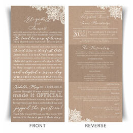 'Our Love Story' Rustic Lace Wedding Invitation