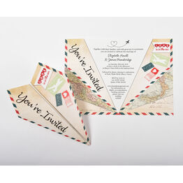 Italian Airmail Paper Airplane Wedding Invitation