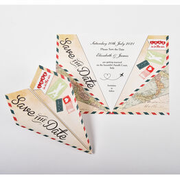Italian Airmail Paper Airplane Wedding Save The Date