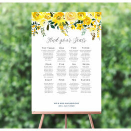Yellow Floral Wedding Seating Plan