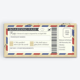Vintage Airmail Boarding Pass RSVP