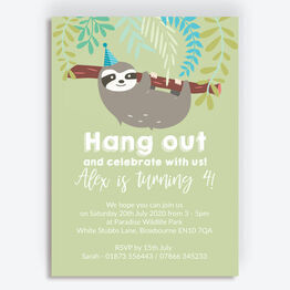 Sloth Birthday Party Invitation