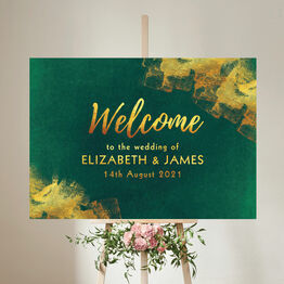 Emerald & Gold Wedding Welcome Sign