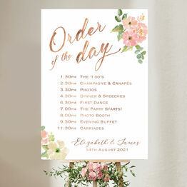 Blush Pink Floral Wedding Order of the Day Sign
