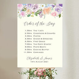 Spring Pastel Floral Wedding Order of the Day Sign