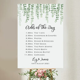 Eucalyptus Wedding Order of the Day Sign