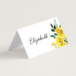 Yellow Floral Wedding Place Card