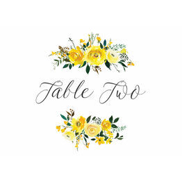 Yellow Floral Wedding Table Name