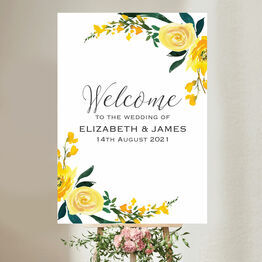Yellow Floral Wedding Welcome Sign