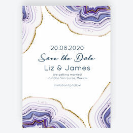 Purple & Gold Agate Wedding Save the Date
