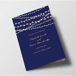 Navy & Gold Fairy Lights Order of Service Booklet