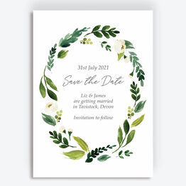 White & Green Floral Frame Save the Date