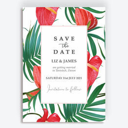 Tropical Red Anthurium Flowers Save the Date