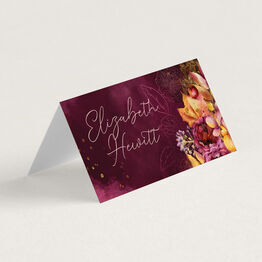 Autumn Burgundy Floral Place Cards