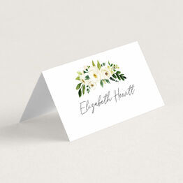 White & Green Floral Frame Place Cards
