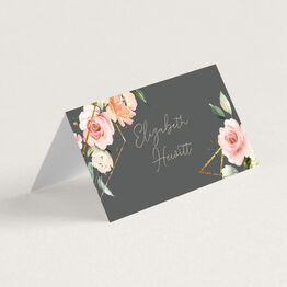 Grey, Blush & Gold Geometric Floral Place Cards