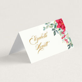 Poinsettia Flowers Winter Place Cards