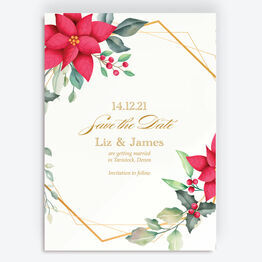 Poinsettia Flowers Winter Save the Date