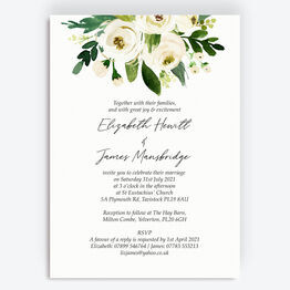 White & Green Floral Frame Wedding Invitation