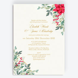 Poinsettia Flowers Winter Wedding Invitation