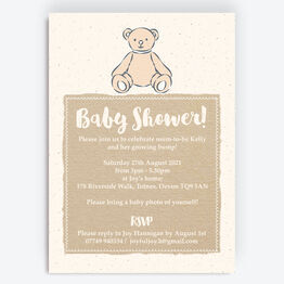 Neutral Teddy Bear Baby Shower Invitation