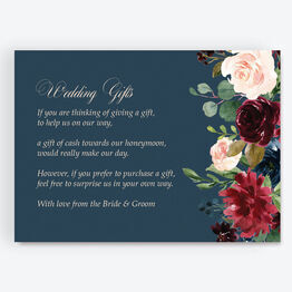 Navy, Burgundy & Blush Floral Gift Wish Card
