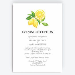Watercolour Lemons Evening Reception Invitation