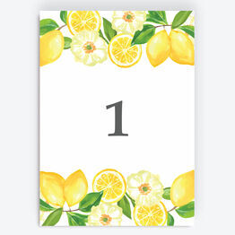 Watercolour Lemons Table Number