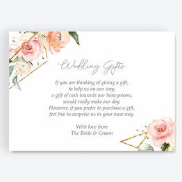 White, Blush & Gold Geometric Floral Gift Wish Card