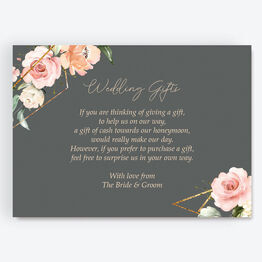 Grey, Blush & Gold Geometric Floral Gift Wish Card