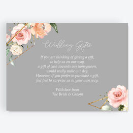 Dove Grey, Blush & Gold Geometric Floral Gift Wish Card