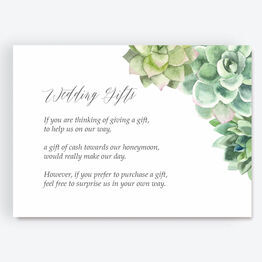 Watercolour Succulents Gift Wish Card