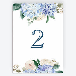 Blue Hydrangea Table Number