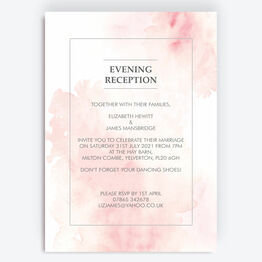 Blush Pink Watercolour Evening Reception Invitation