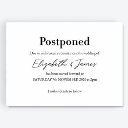 'Postponed' Wedding Postponement Card