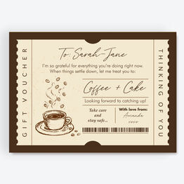 Coffee & Cake Personalised Postponement Gift Token