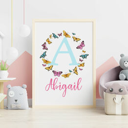 Colourful Butterflies Personalised Wall Print