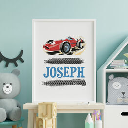 Racing Car Personalised Wall Print