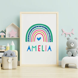 Rainbow Personalised Nursery Wall Print