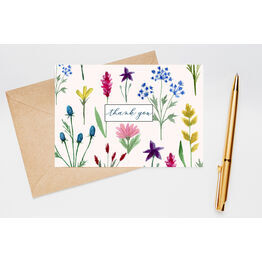 Pack of 10 Wild Flowers Floral Thank You Note Cards