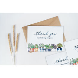 Pack of 10 Plants 'Thank you for helping me grow' Teacher Note Cards